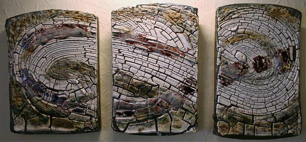Exhibition Portfolio Panel, 'Triptych Composition' from Nigel Hoyle Ceramics